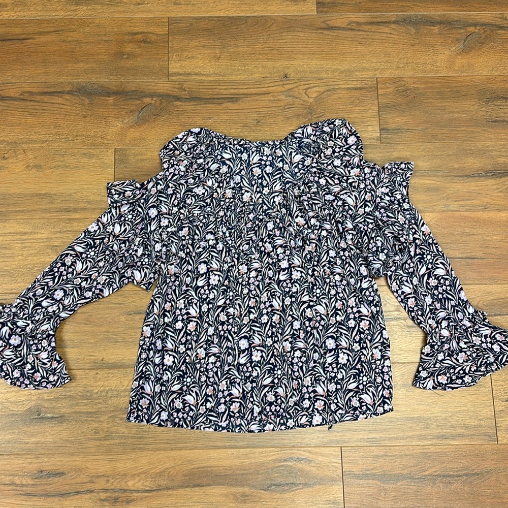 J crew printed ruffle blouse